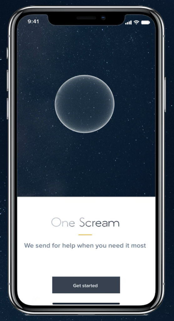 A screenshot of the women's safety app 'One Scream'