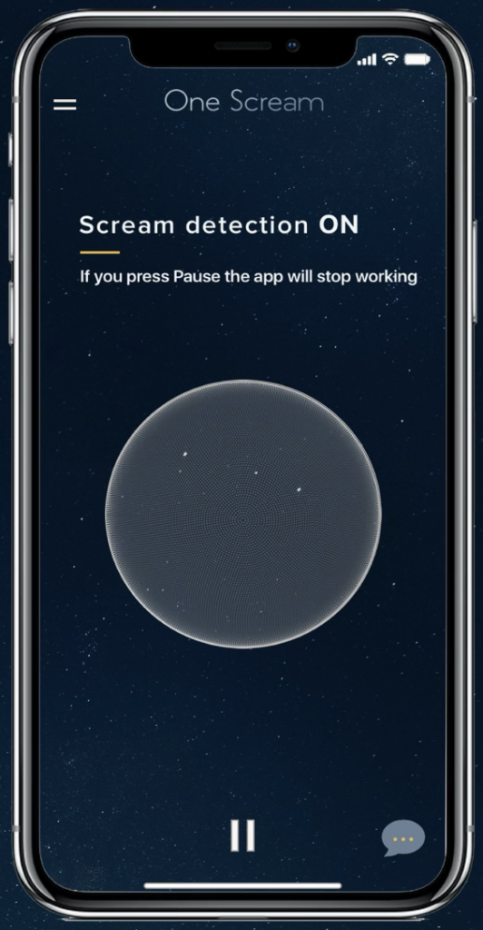 A screenshot of the women's safety app 'One Scream'