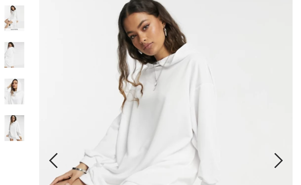 A screenshot of a white hoodie on ASOS