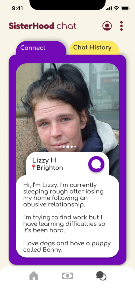 A mobile design of an app designed to help homeless women