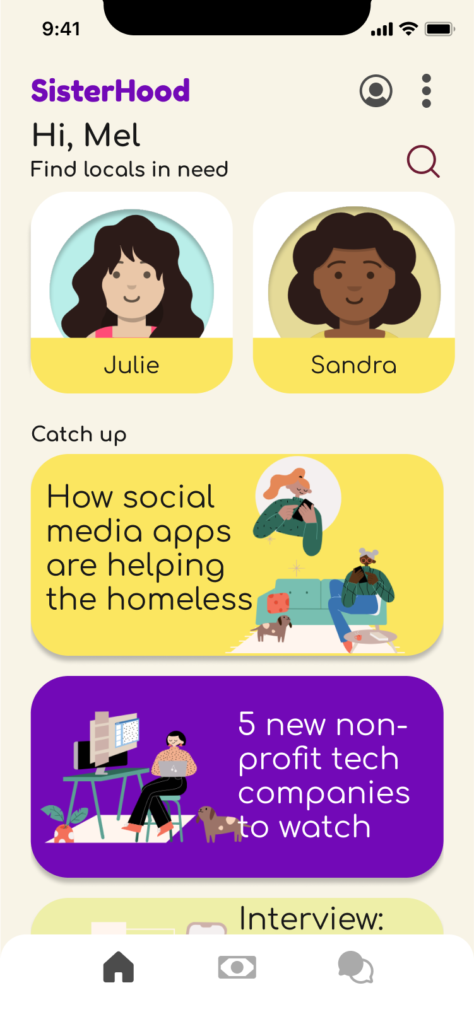 A mobile design of an app designed to help homeless women