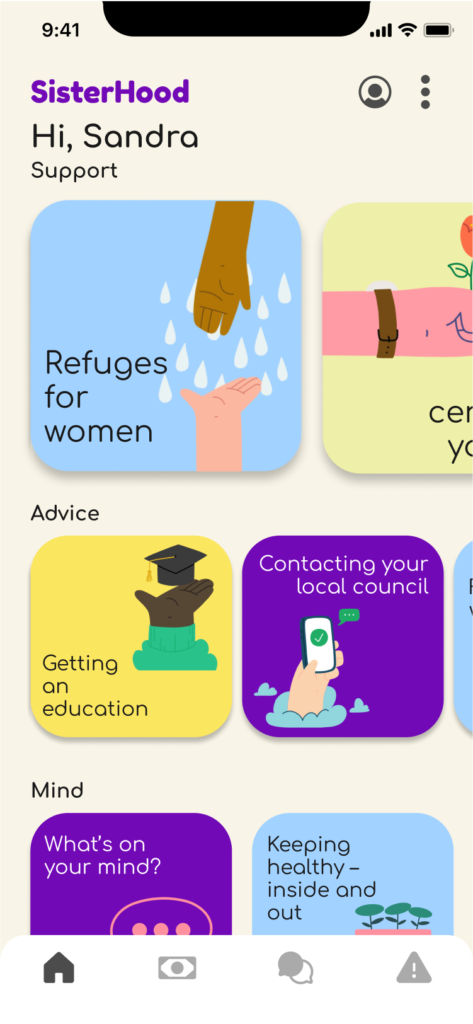 A mobile design of an app designed to help homeless women